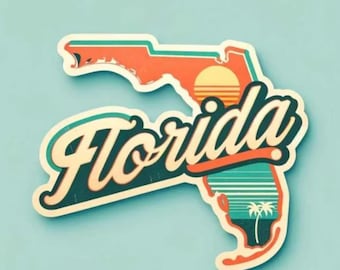 Retro sticker Florida State - Vintage Sunshine State-sticker voor laptops, waterflessen, auto's en meer