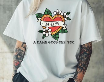 Traditional Tattoo Heart MOM T-Shirt: Retro Mother's Day Tee