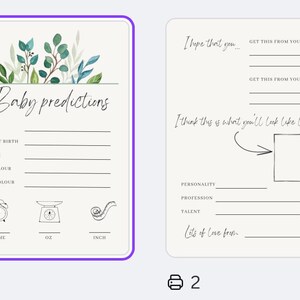 Cartes de prédictions pour bébé (version anglaise)