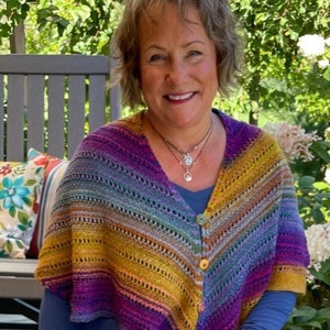 Autumn Garden Pattern knitting pattern poncho shoulder cozy wrap image 1