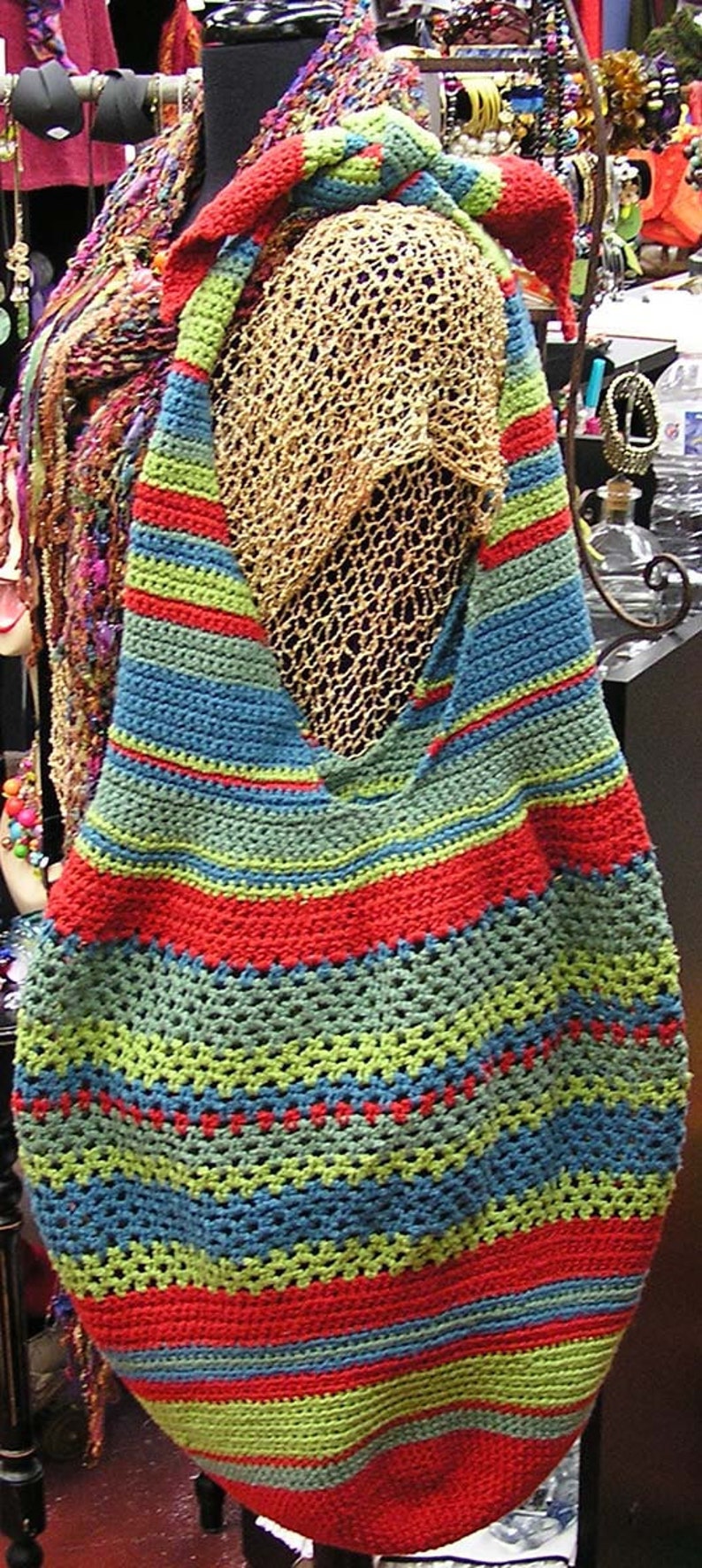 Striped Crocheted Carryall Pattern Etsy