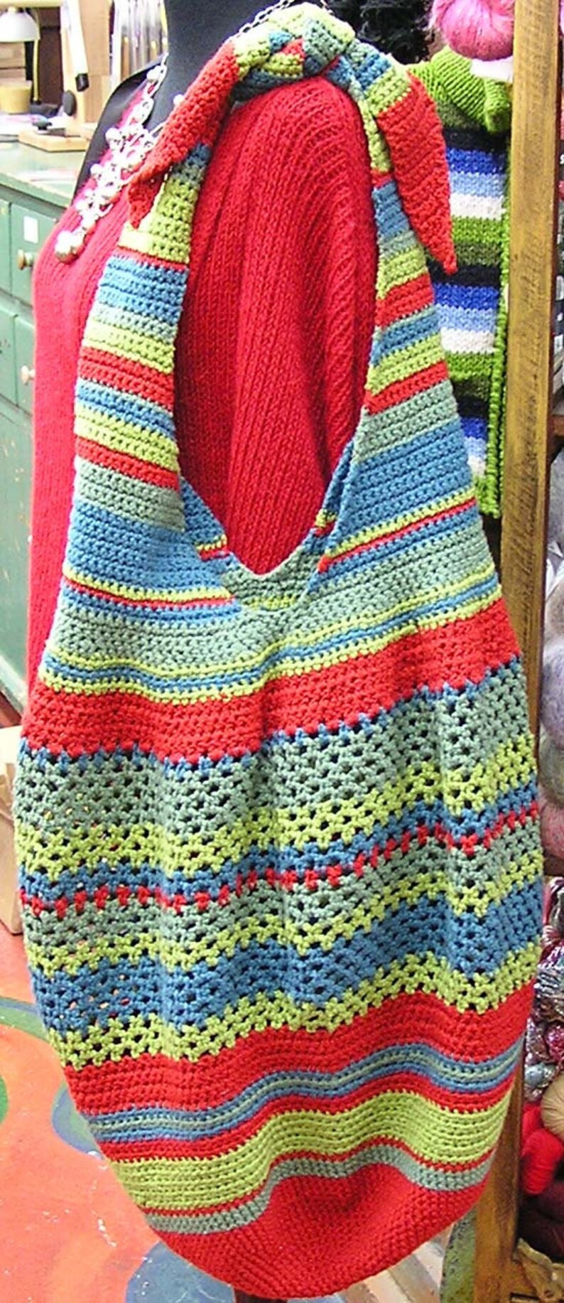 Striped Crocheted Carryall Pattern Etsy