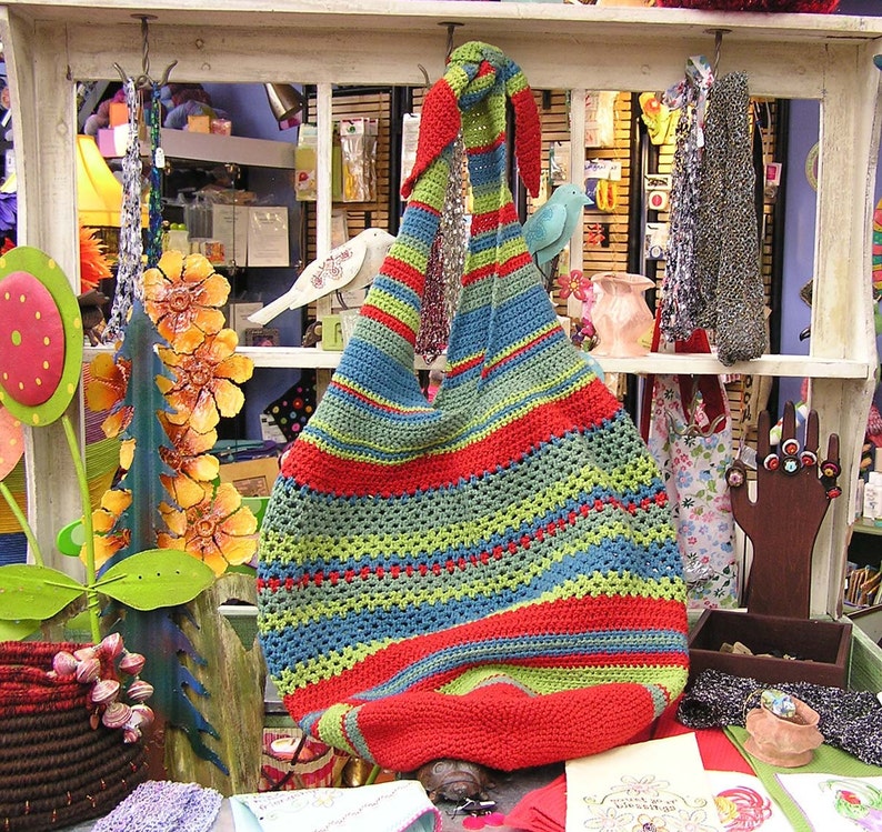 Striped Crocheted Carryall Pattern Etsy