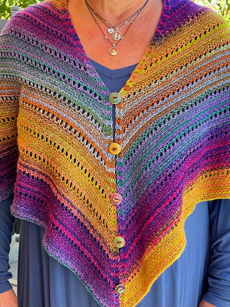 Autumn Garden Pattern knitting pattern poncho shoulder cozy wrap image 2