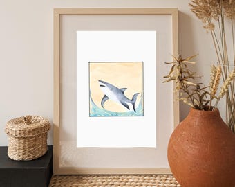 Shark Wall Art Print - Ocean Decor | Poster of Sharks for Marine Life Enthusiasts | Aquatic Animal Art for Home, Office, or Beach House