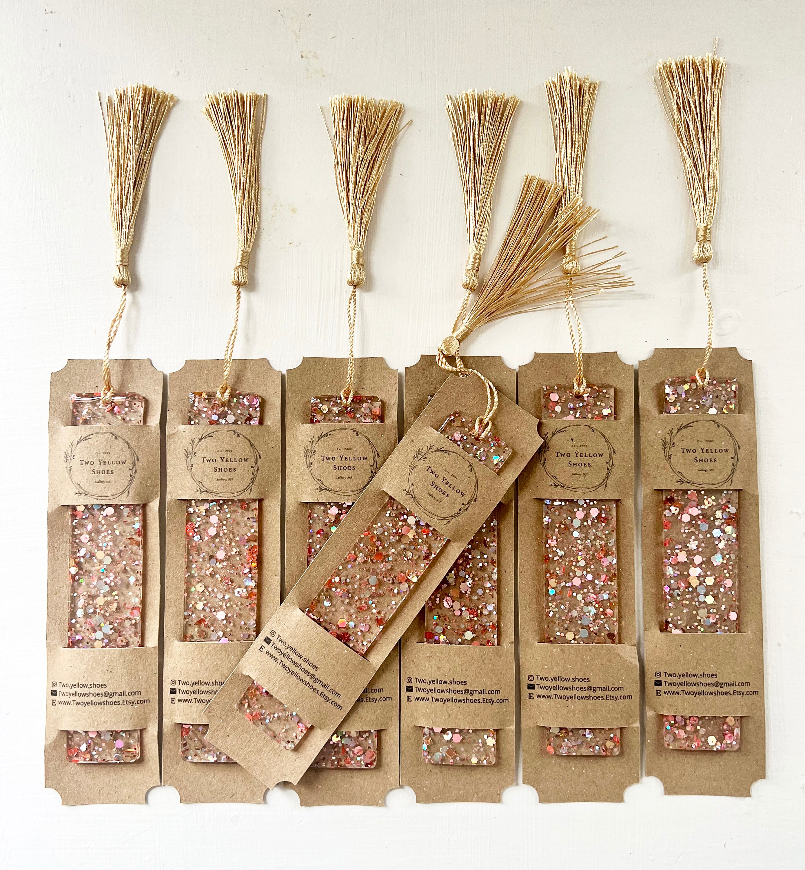 Rose Gold Holographic Glitter Resin Bookmarks With Tassels 5.5x1 - Etsy