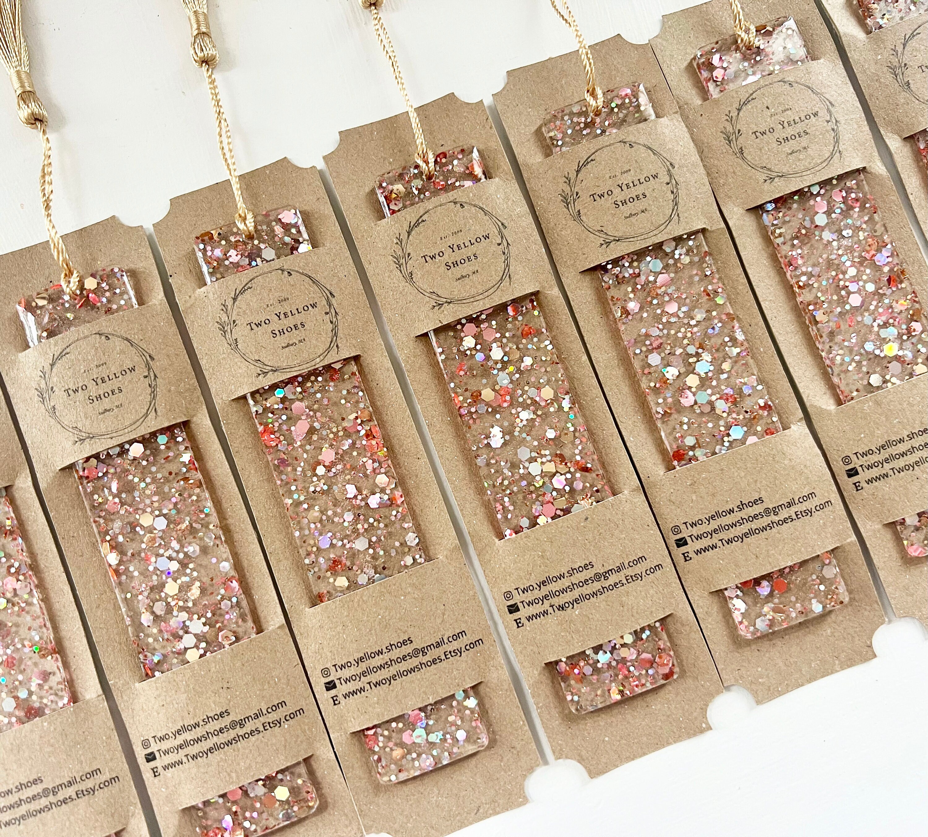 Rose Gold Holographic Glitter Resin Bookmarks With Tassels 5.5x1 - Etsy
