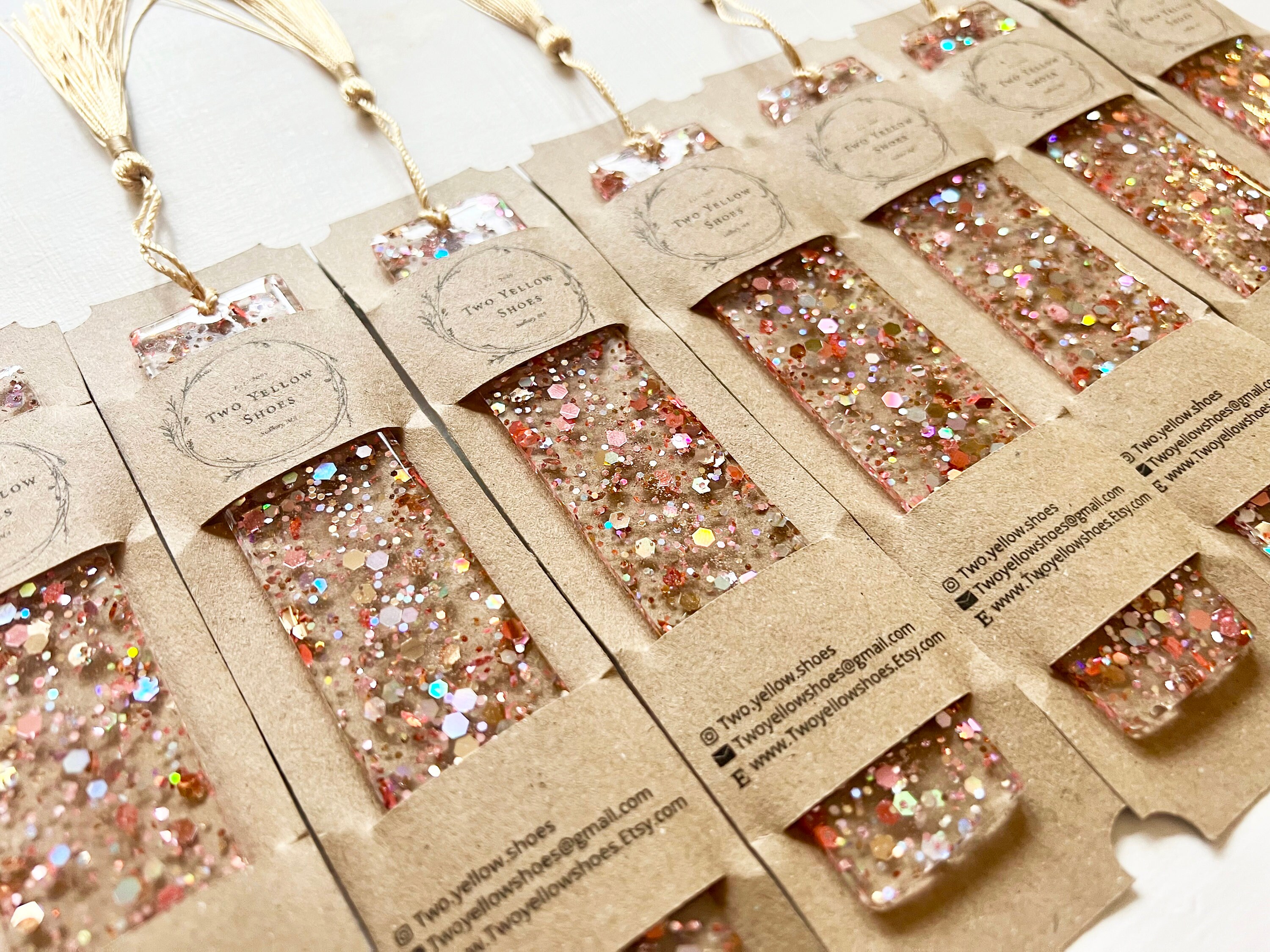 Rose Gold Holographic Glitter Resin Bookmarks With Tassels 5.5x1 - Etsy