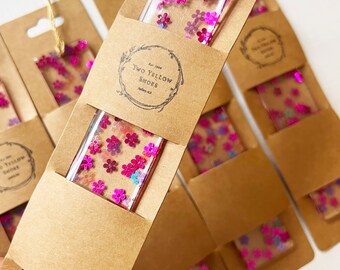 Glitter flower resin bookmarks with tassels (5.5"x1")