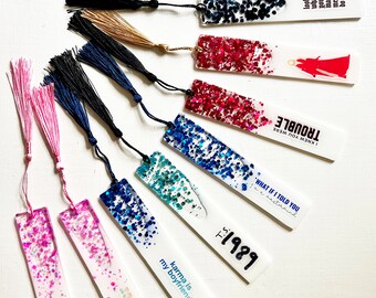 Taylor Swift resin bookmarks with tassel (5.5"x1")