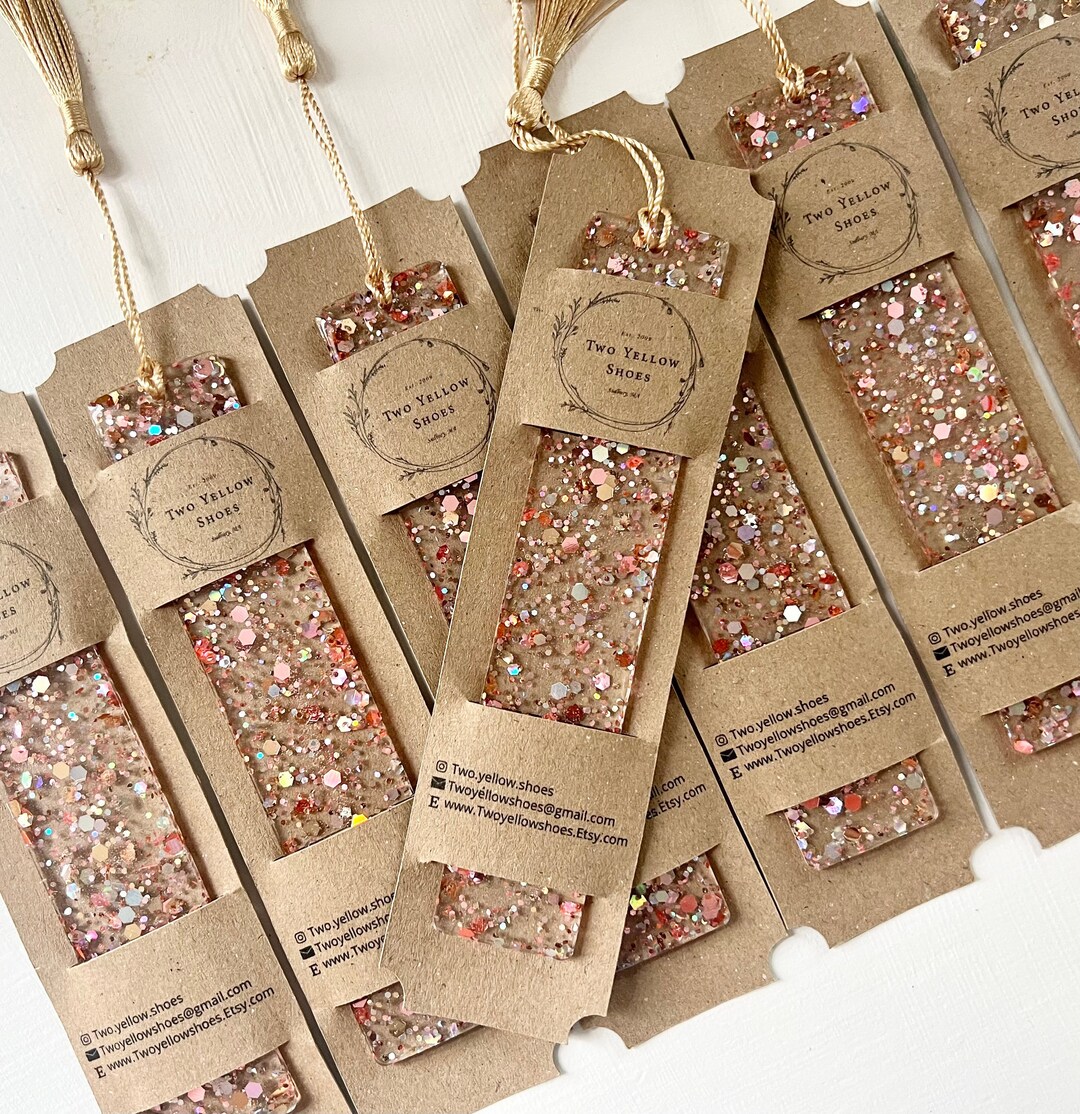 Rose Gold Holographic Glitter Resin Bookmarks With Tassels 5.5x1 - Etsy