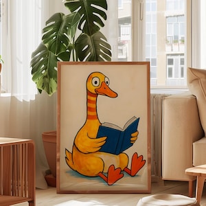 Silly Goose Book Club Wall decor Cute Silly Goose Wall Art Bookish Wall Art Prints  Book Club Wall Art Bookworm Printable Digital Download.