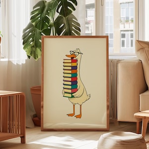 Silly Goose Book Club Wall Art Bookish Wall Decor Bookworm Print for kids Funny Silly Goose Printable Book Lover Wall Art Digital Download.