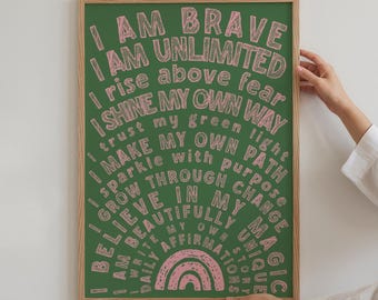 Daily Affirmations Wall Art Wicked Quote Print Motivational Uplifting Poster Dorm Home Office Decor Inspirational Positive Quote for Girls.