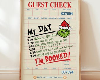 Grinch Digital Wall Art Grinchmas Printable Im Booked Grinch Print Christmas Guest check Wall Decor Engraçado Grinch Wall Art Digital Download.