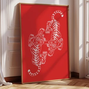 Retro Tiger Wall art Trendy Tiger Digital Print Retro Tiger Minimalist Wall Art Printable Digital Download Printable Poster Jungle Decor.