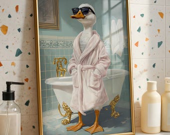 Funny Goose Bathroom Poster  Silly Goose Bathroom Wall Art Bathroom Humor Print Cute Goose Decor Animal Bathroom Art Self Care Goose poster.