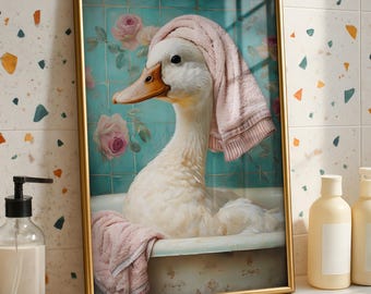 Silly Goose Bathroom Wall Art Funny Goose Bathroom Poster Bathroom Humor Print Cute Goose Decor Animal Bathroom Art Self Care Goose poster.