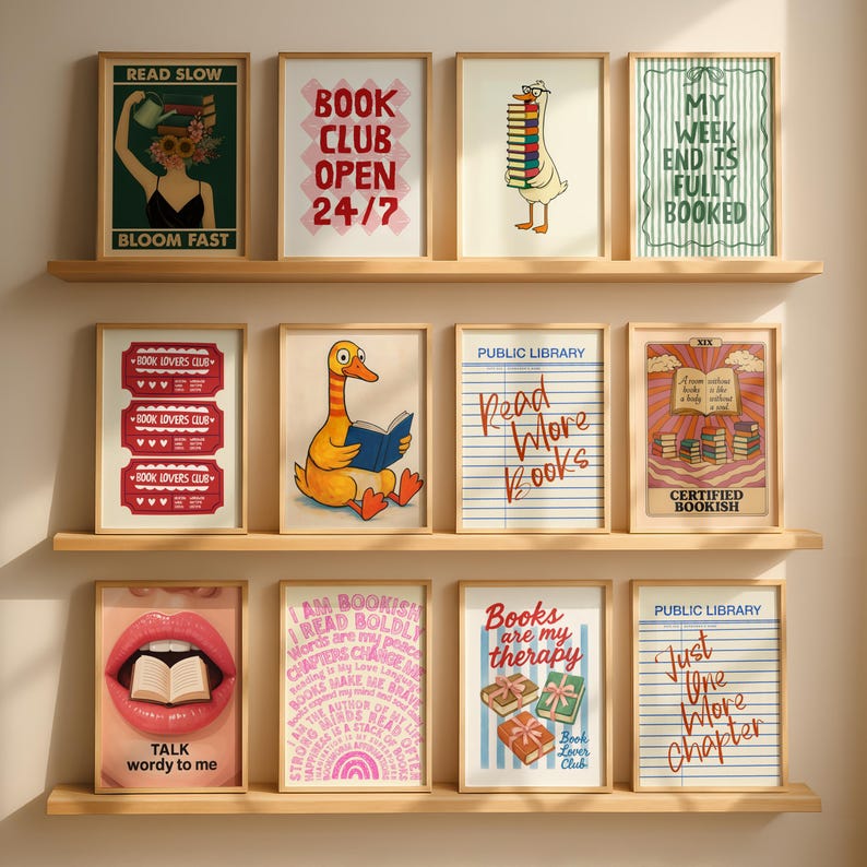Book Lover Wall Art Bundle Cozy Reading Decor Set Bookish Decor Mega Bundle Bookworm Printable Bibliophile Wall Decor Digital Download.