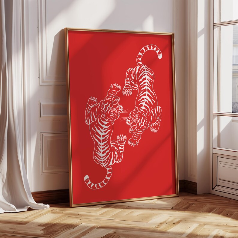Retro Tiger Wall art Trendy Tiger Digital Print Retro Tiger Minimalist Wall Art Printable Digital Download Printable Poster Jungle Decor.