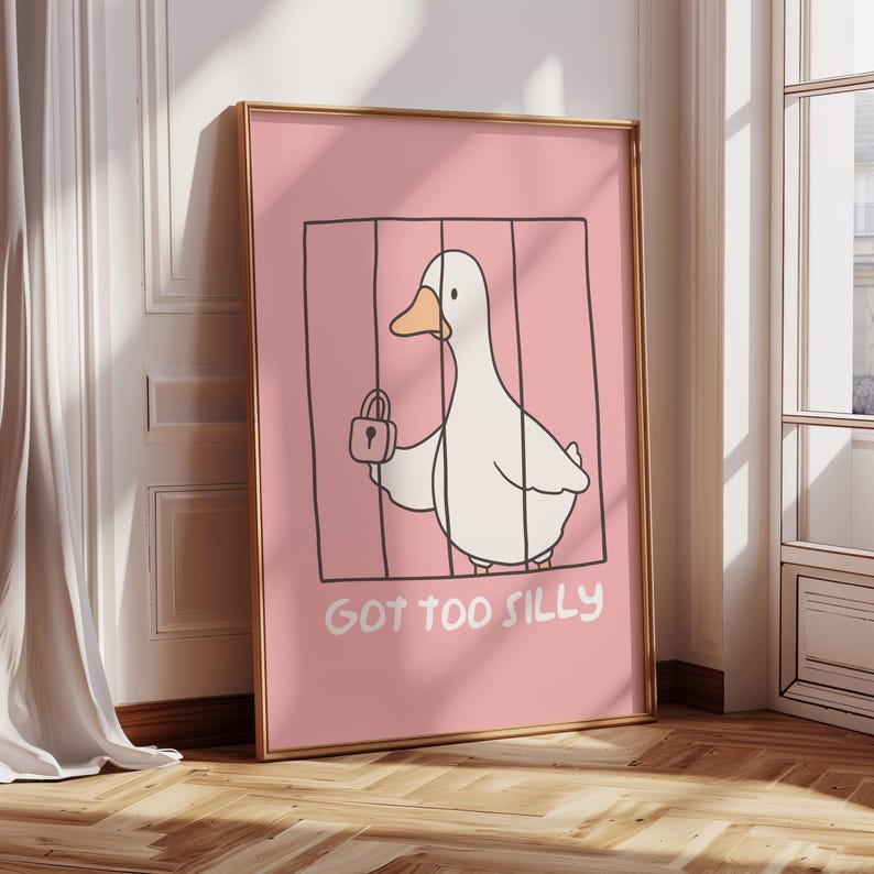 Silly Goose Wall Art Funny Silly Goose Digital Download Funny Animal Decor Cute Goose Poster Funny Bathroom Wall Art Silly Animal Wall Art.