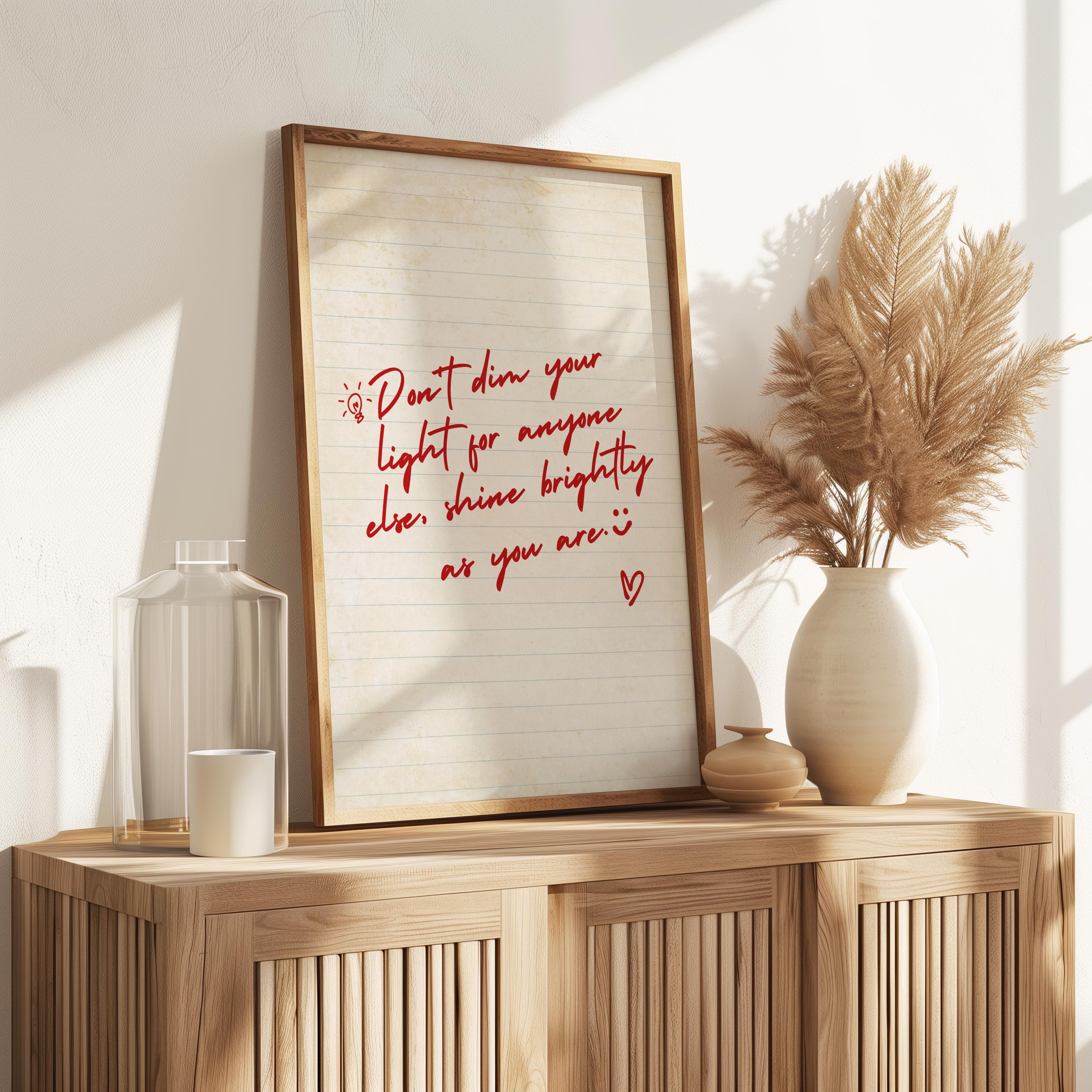 Don't Dim Your Light Wall Art Digital Download Positive Affirmation ...