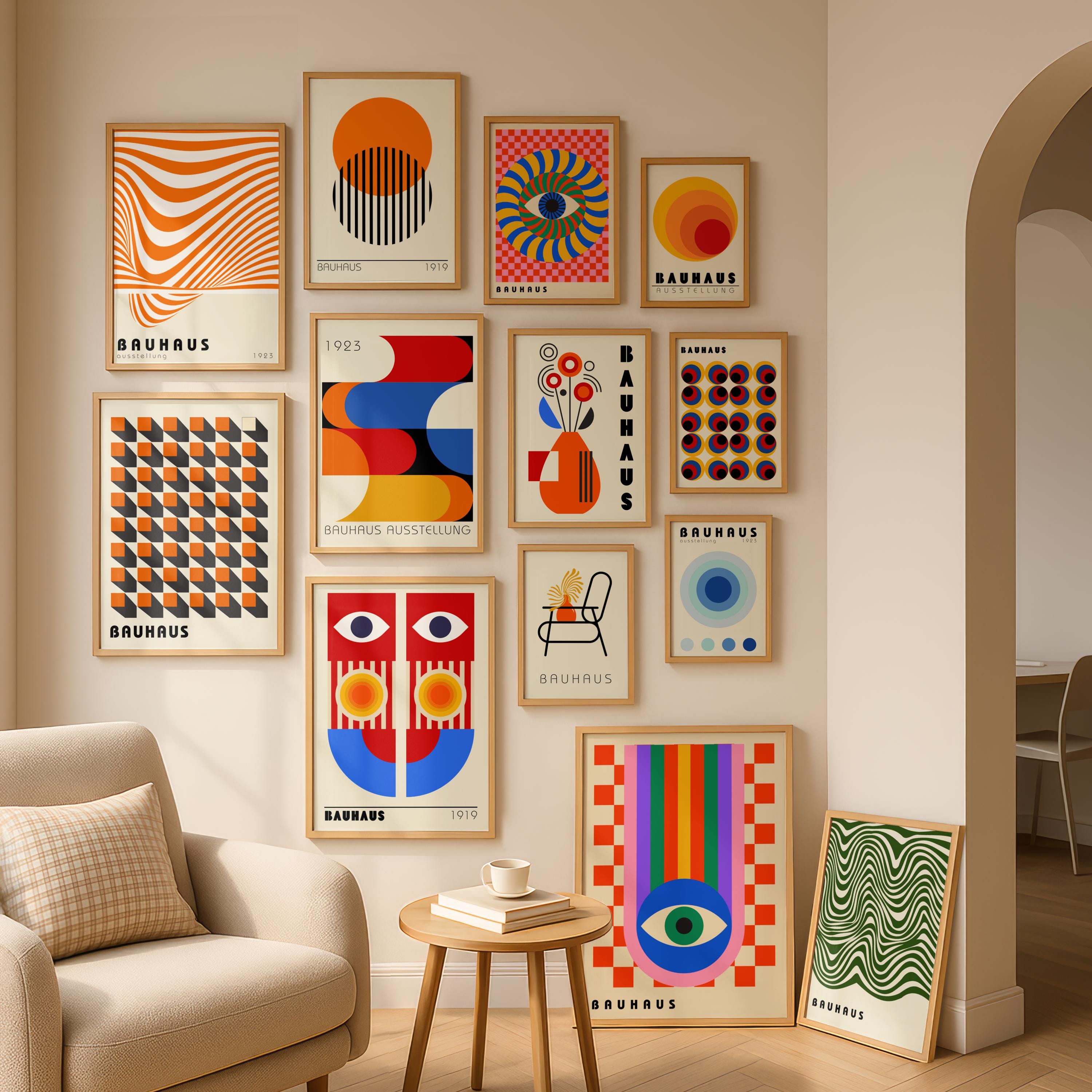 Bauhaus Gallery Wall Art Set of 100 Prints Retro Mid Century Geometric ...
