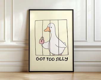 Funny Silly Goose Digital Wall Art Silly Goose Wall Art Animal Decor Cute Goose Poster Funny Bathroom Wall Art Nursery Silly Animal Wall Art