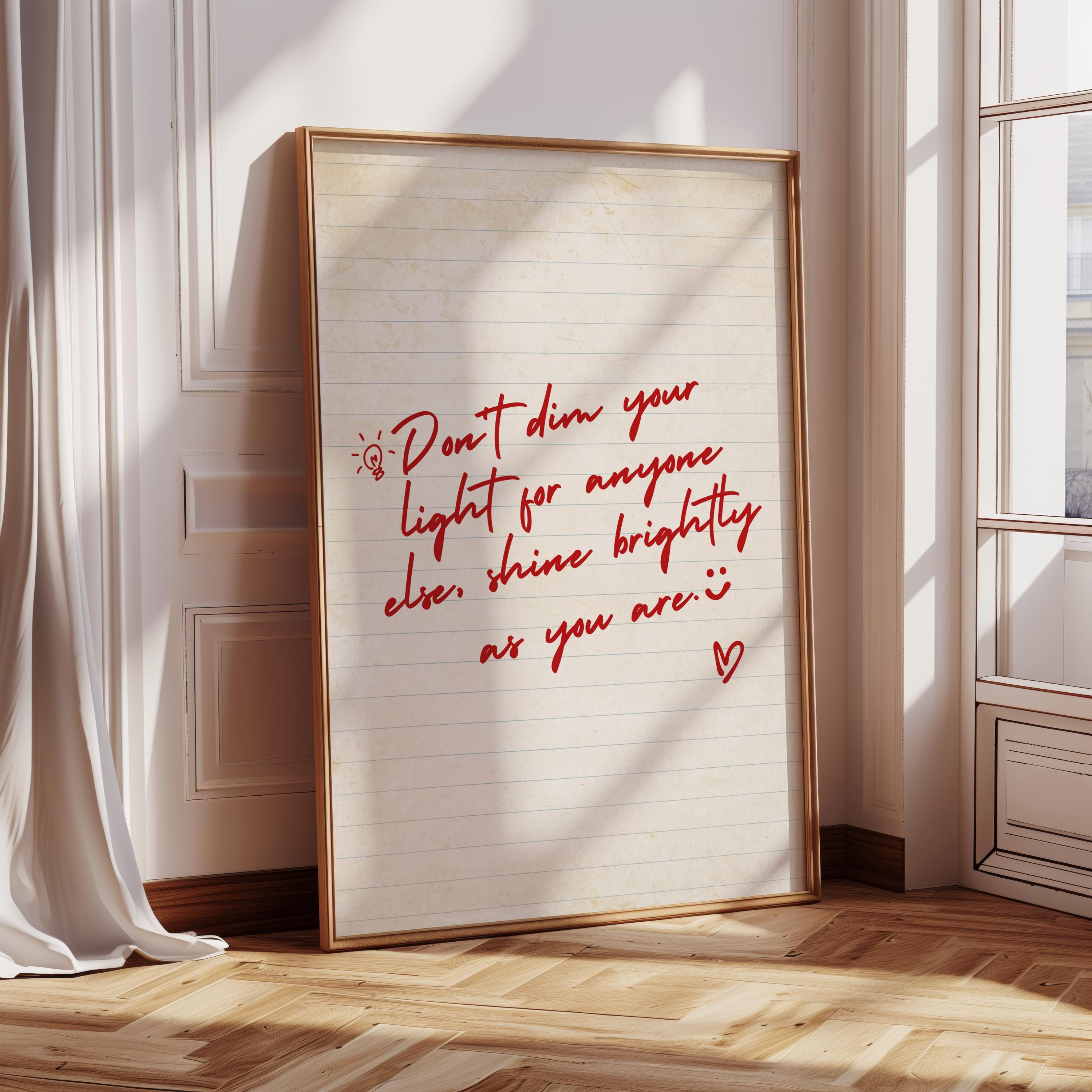 Don't Dim Your Light Wall Art Digital Download Positive Affirmation ...