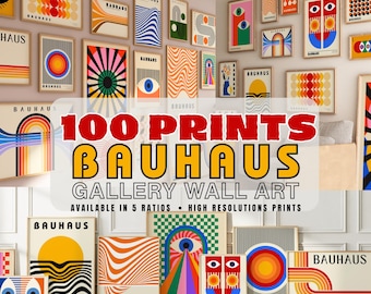100 Prints Bauhaus Gallery Wall Art Retro Mid Century Modern Wall Art Maximalist Eclectic Collection Dopamine Decor Digital Download.