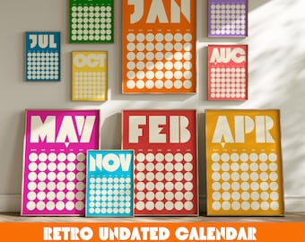 Undated Calendar Large Wall Calendar Poster 2026 Monthly Calendar Printable Perpetual Calendar Colorful Monthly Planner Digital Download.
