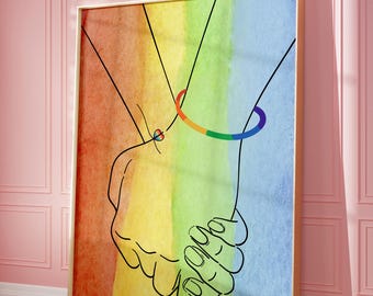 LGBTQ Wall Art Print LGBT Poster Pride Wall Art Decor LGBT Lives Matter Wall Art Love is Love Print Rainbow Wall Art Modern Minimalist.