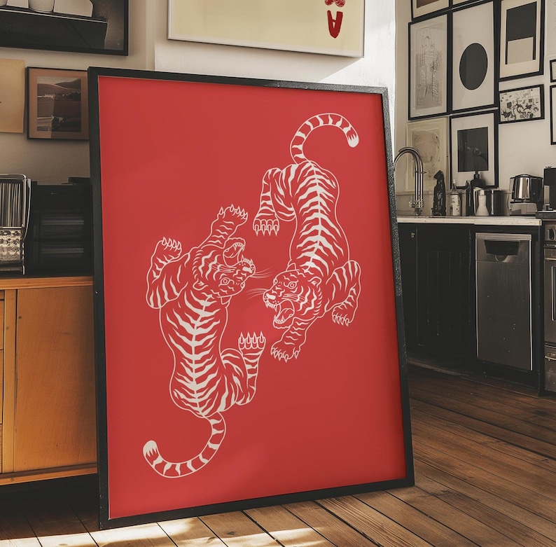 Retro Tiger Wall art Trendy Tiger Digital Print Retro Tiger Minimalist Wall Art Printable Digital Download Printable Poster Jungle Decor.