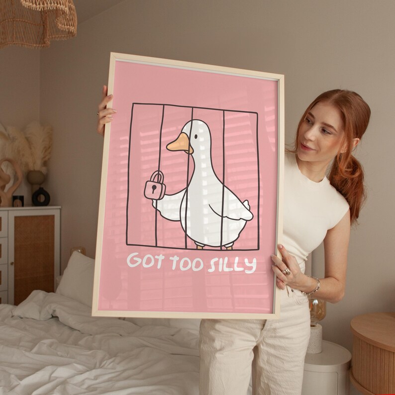 Silly Goose Wall Art Funny Silly Goose Digital Download Funny Animal Decor Cute Goose Poster Funny Bathroom Wall Art Silly Animal Wall Art.