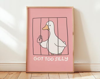 Silly Goose Wall Art Funny Silly Goose Digital Download Funny Animal Decor Cute Goose Poster Funny Bathroom Wall Art Silly Animal Wall Art.