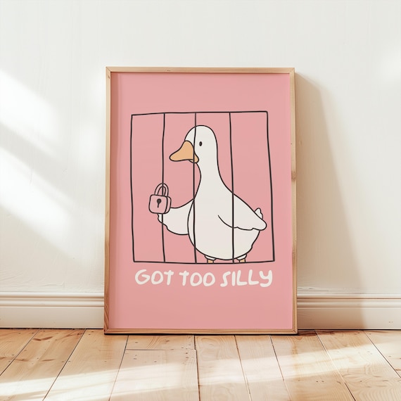 Silly Goose Wall Art Funny Silly Goose Digital Download Funny Animal Decor Cute Goose Poster Funny Bathroom Wall Art Silly Animal Wall Art.