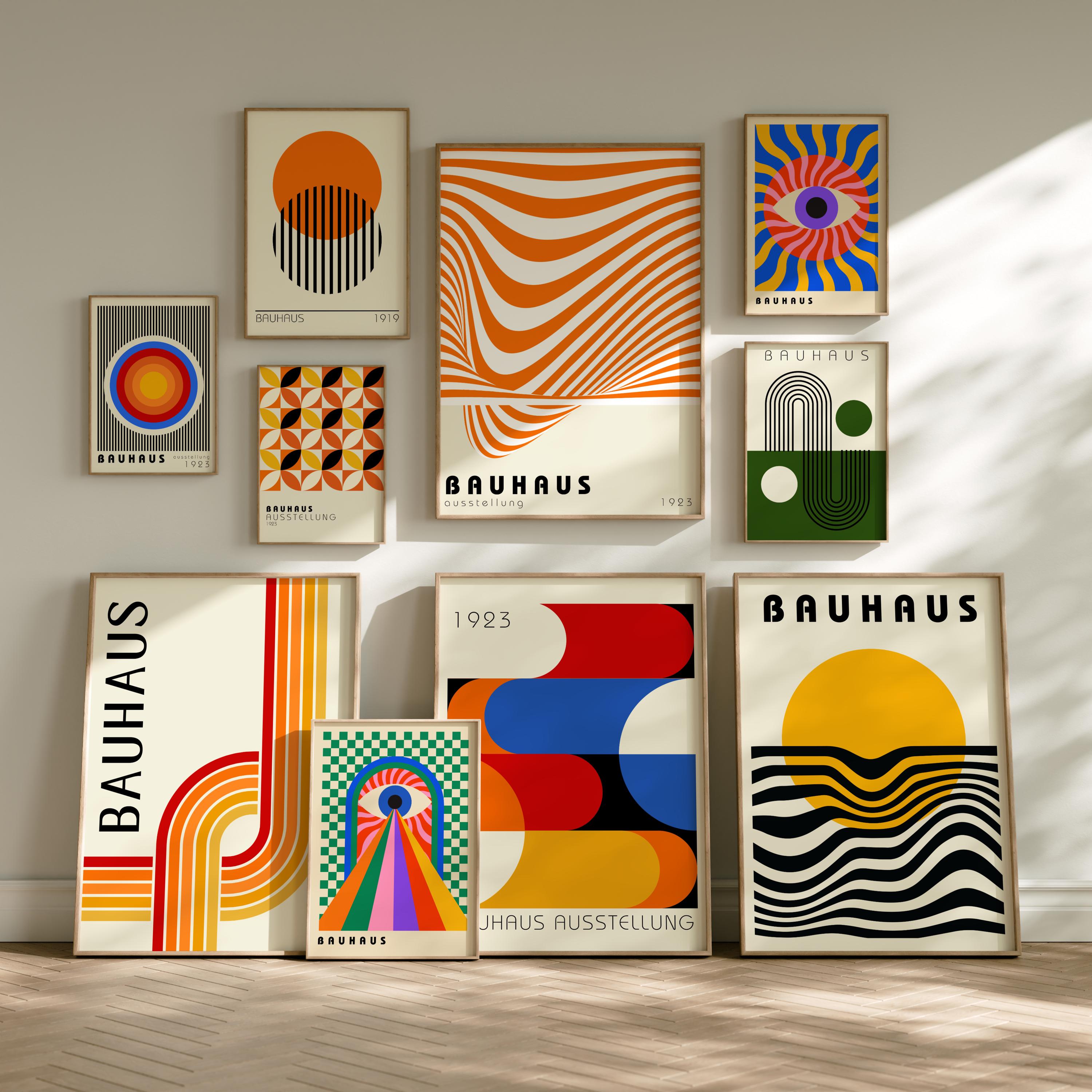 Bauhaus Gallery Wall Art Set of 100 Prints Retro Mid Century Geometric ...