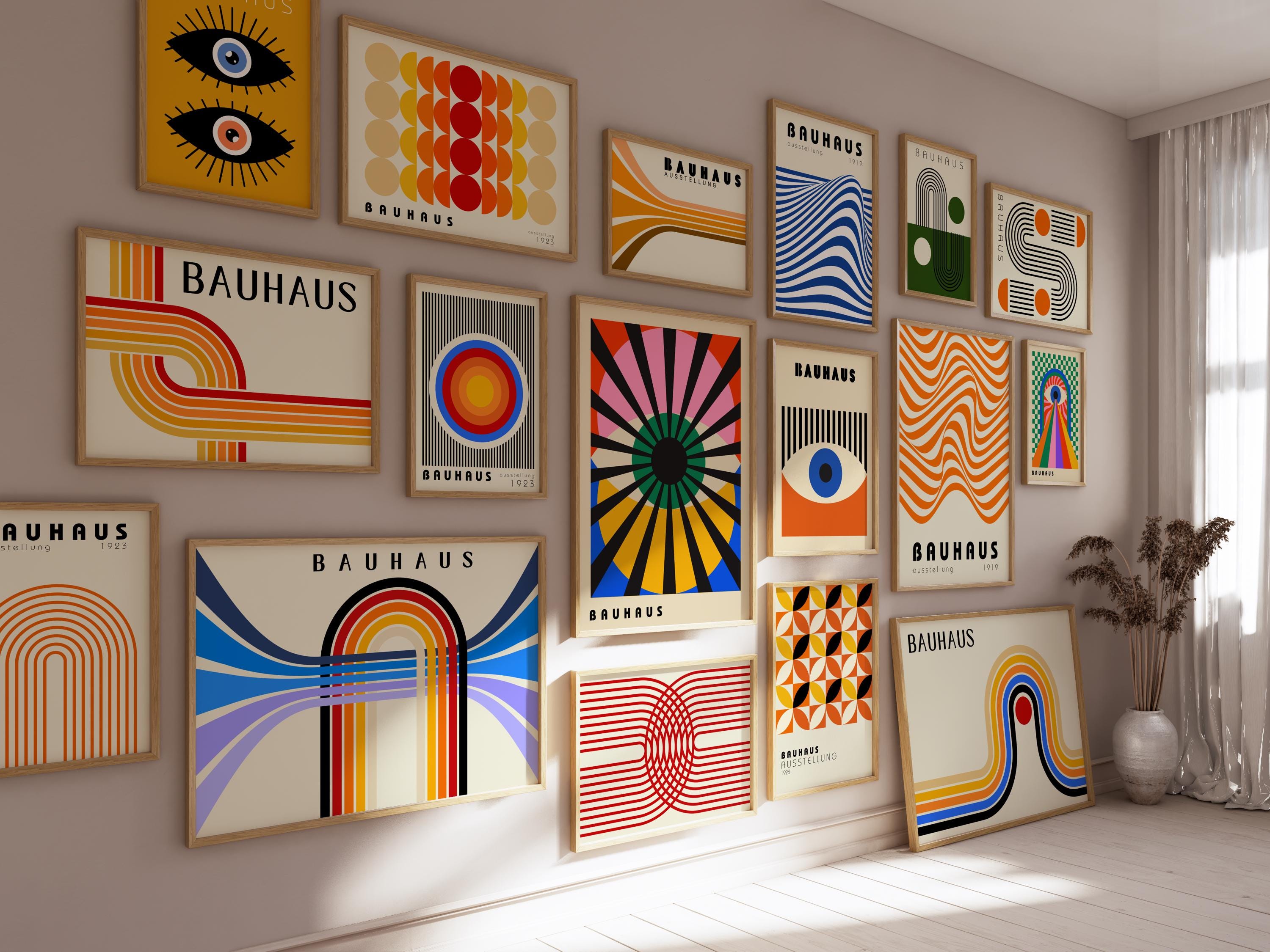 【ユア】BAUHAUSバウハウスポスター 4点セット ポピー ポスター BAUHAUS ミッドセンチュリーアート ディスプレイ
