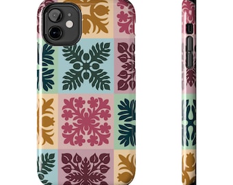 鮮やかなハワイアンフローラルキルトの丈夫なスマホケース