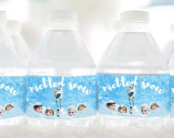 INSTANT DOWNLOAD Frozen Water Bottle Label, Frozen Melted Snow Label, Frozen Printable Label, Frozen Melted Olaf, Frozen Bottle Label DIY