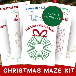 Weihnachts-Labyrinth-Kit, Weihnachts-Themen-Labyrinthe für Kinder, Urlaub-Labyrinthe für Kinder, Santa-Labyrinth, druckbare Urlaub-Labyringe, druckbare Weihnachts-Labyrinthe