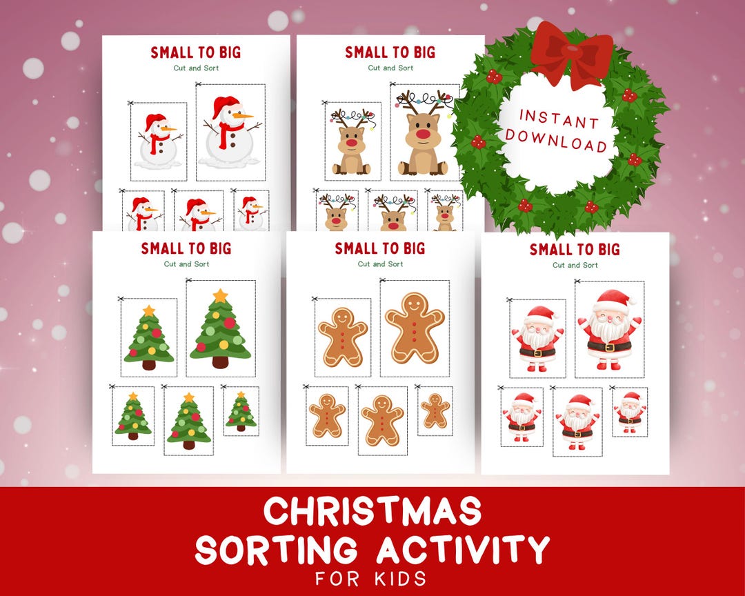 Christmas Cut & Sort Activity for Kids, Holiday Activity for Kids ...