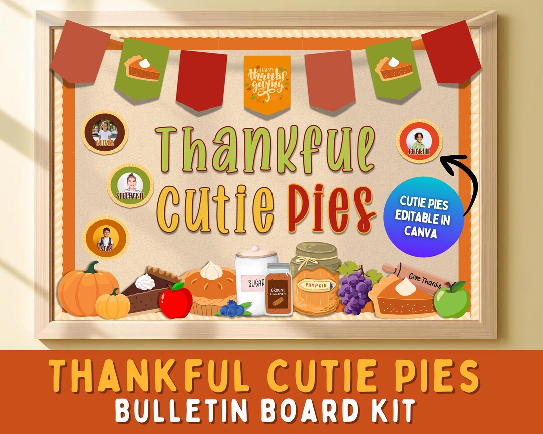 Thankful Cutie Pies Bulletin Board Kit, Thanksgiving Bulletin Board Kit ...
