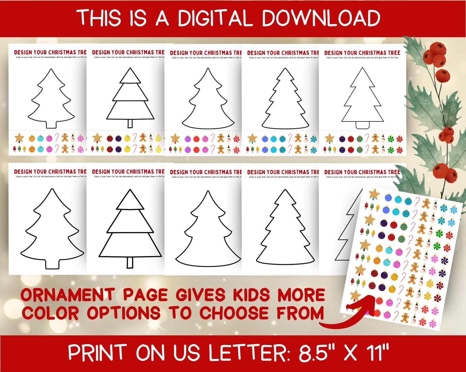 Design Your Christmas Tree Activity for Kids, Holiday Craft for Kids ...