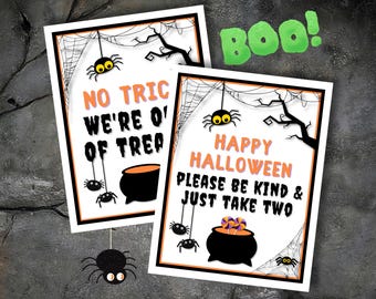Printable Halloween Sign, Trick or Treat Sign, Halloween Candy Sign, Halloween Instant Download