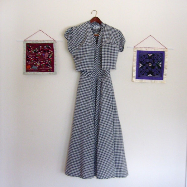 1950's Gingham Dress, Fifties White and Black Gingham A Line Halter Neck Dress