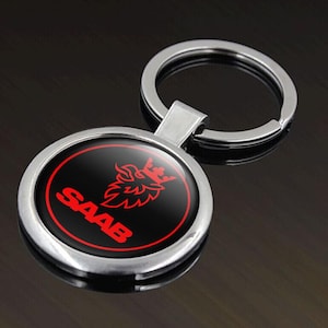 Saab Logo Keychain: Metal & Silicone Key Ring - Car Fan Gift