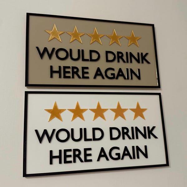 Lustiges Bar Schild: 5-Star Bewertung Decor - Man Cave Wandbild (10,5x20cm)