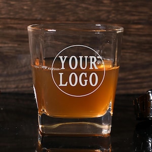 Personalized Your Logo Whiskey Glass, Company Logo, Hotel logo,Engraved Whisky Glass,Custom Logo Design for Bars,Business Logo Whiskey Glass