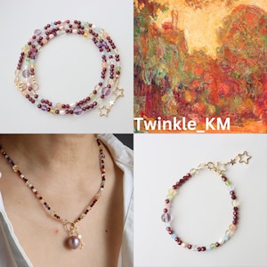 Tiny Natural Garnet Necklace and Bracelet Set, Dainty Garnet Necklace 3mm-4mm, January Birthstone, Gift for Her, Handmade Jewelry
